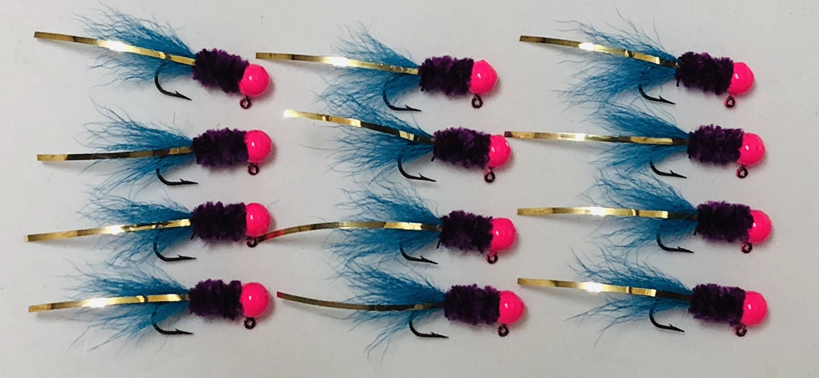 1 Dozen 1/16oz Crappie Hair Jigs 6 Bronze Sickle Hooks Hard Painted