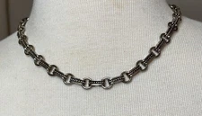 LC Liz Claiborne Vintage Silver Tone Fancy Link Chain Necklace (Fas-177)