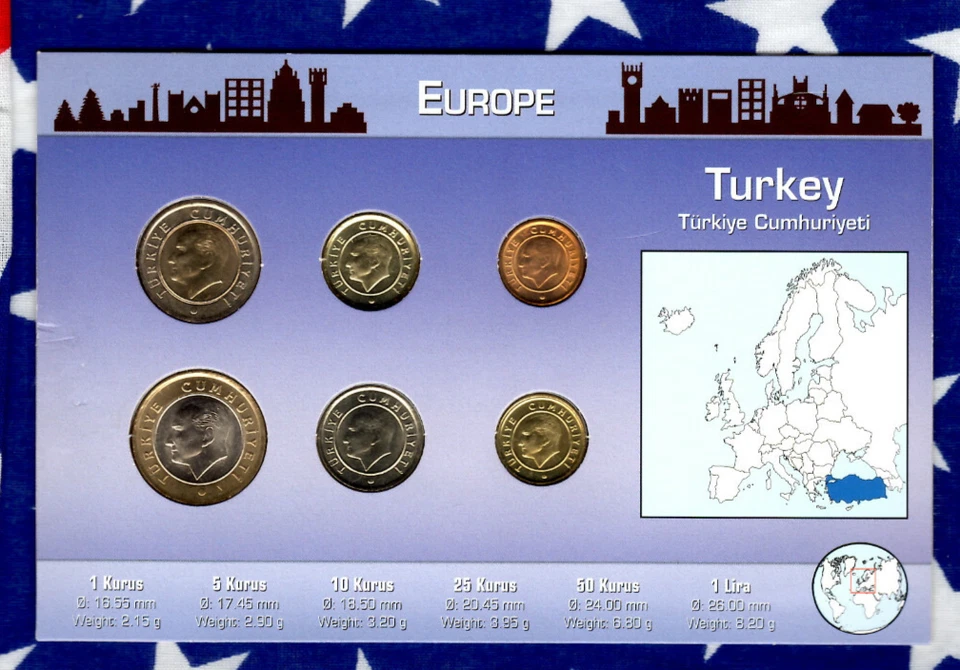 Littleton World Coin Set Turkey UNC 2011-2013 1 Lira 2012  1,5,10 Kurus 2013 - Image 2 of 2