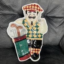 Boston Warehouse Trading Italian Chef Golfer Chip And Dip Tray Plate 16”x11”