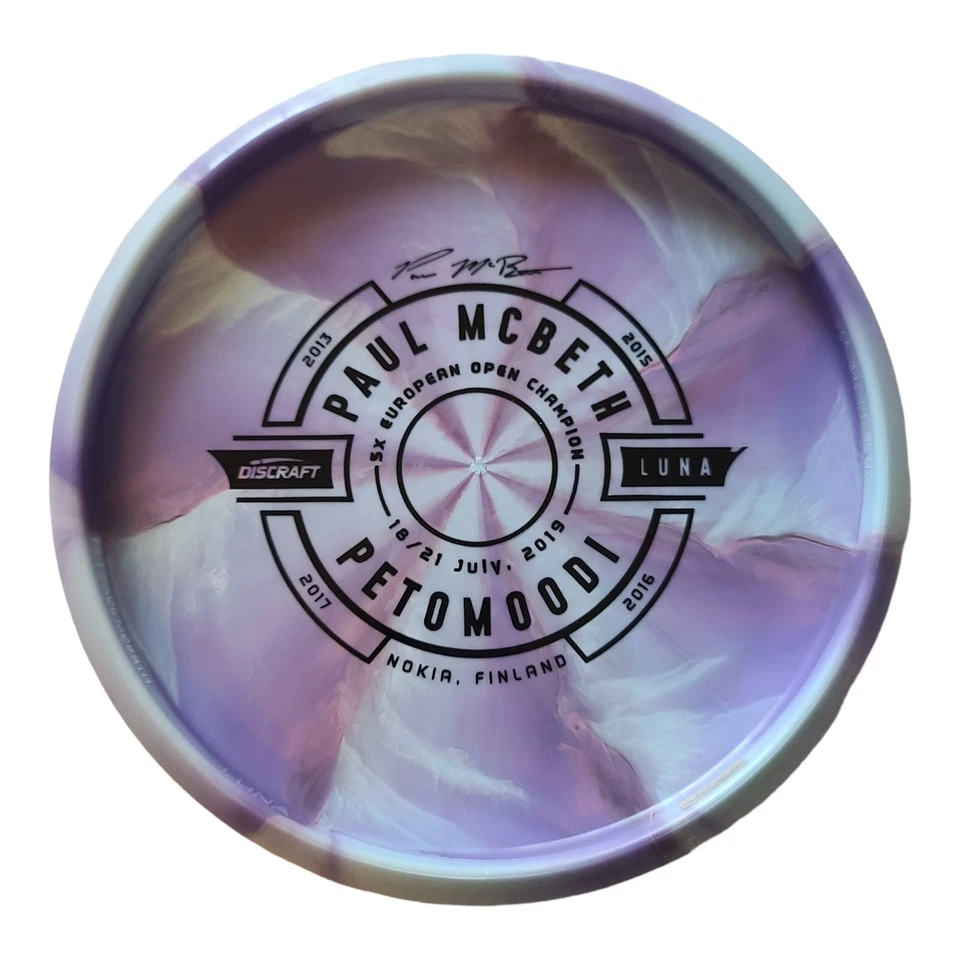 Discraft ESP Luna 170-2g Purple Swirl Petomoodi Paul McBeth F2 Overstamp - Image 4 of 4