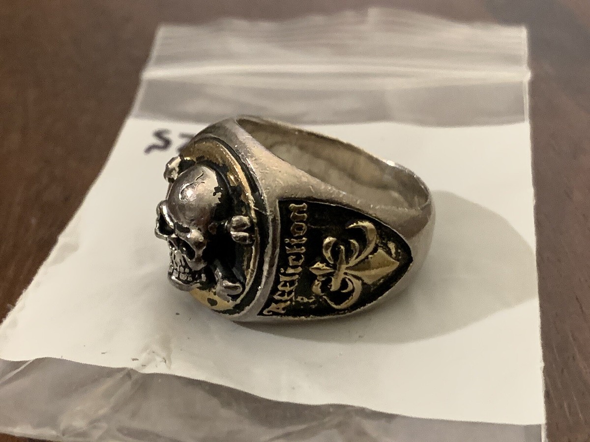 Affliction Skull and Bones VINTAGE Ring .925 Sterling Silver 