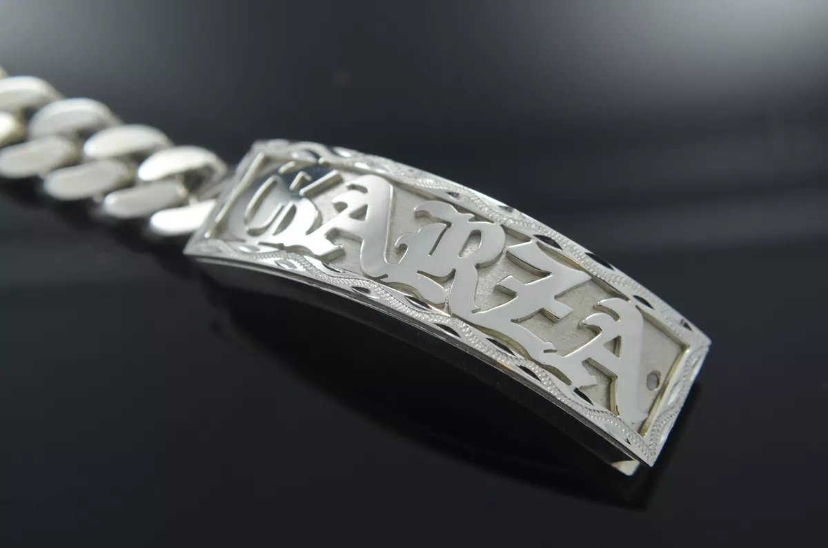 I.D. Cuban Bracelet Hand Made Sterling Silver .925 Custom Name