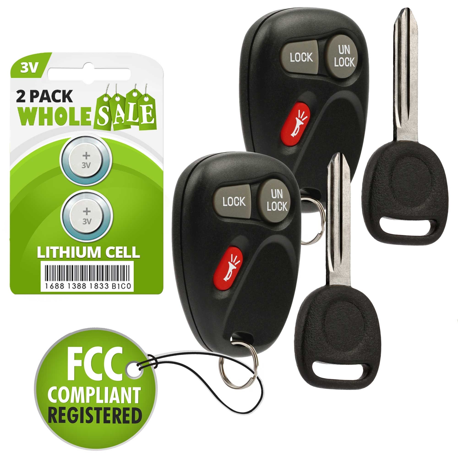 2 Replacement For 2002 Cadillac Escalade Key + Fob Remote