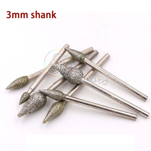 3-10mm Ball Round Diamond Burr Grinding Bit Spherical Head Drill Jade Carved Rotary Burr Tool 3mm Shank For Dremel 60 Grit