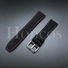 22mm Black/BN Silicone Rubber Watch Bands Strap Quick Release Fits for Seiko SKX