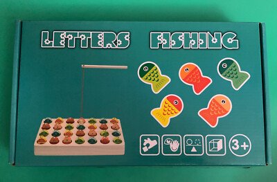 Jamohom Fish & Letters Wooden Magnets W/ 2 Fishing Poles