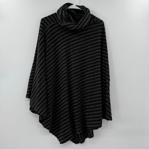 Women's soft surroundings black grey stripe cape … - image 2