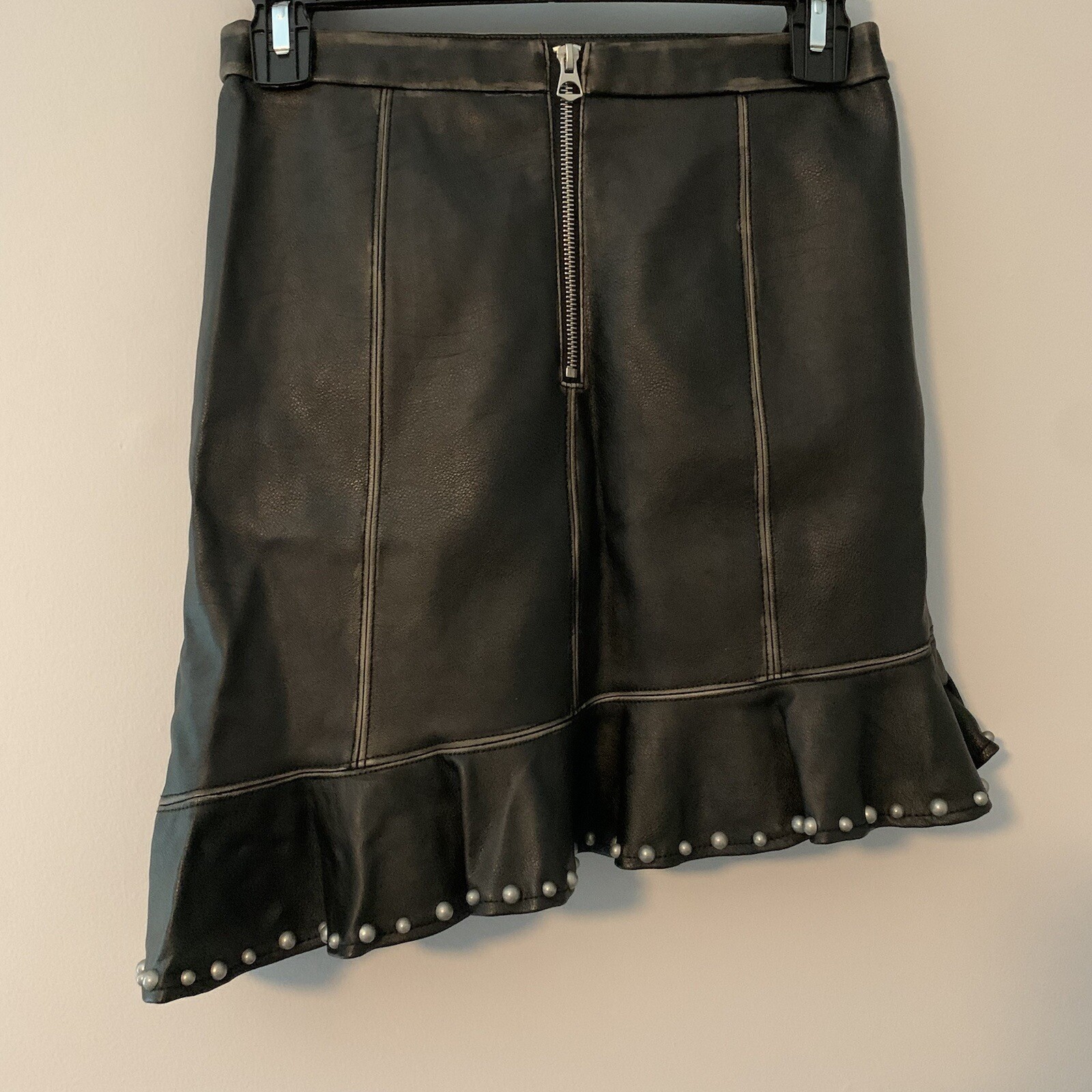 Women's Zara Basic Black Leather Asymmetrical Stu… - image 5