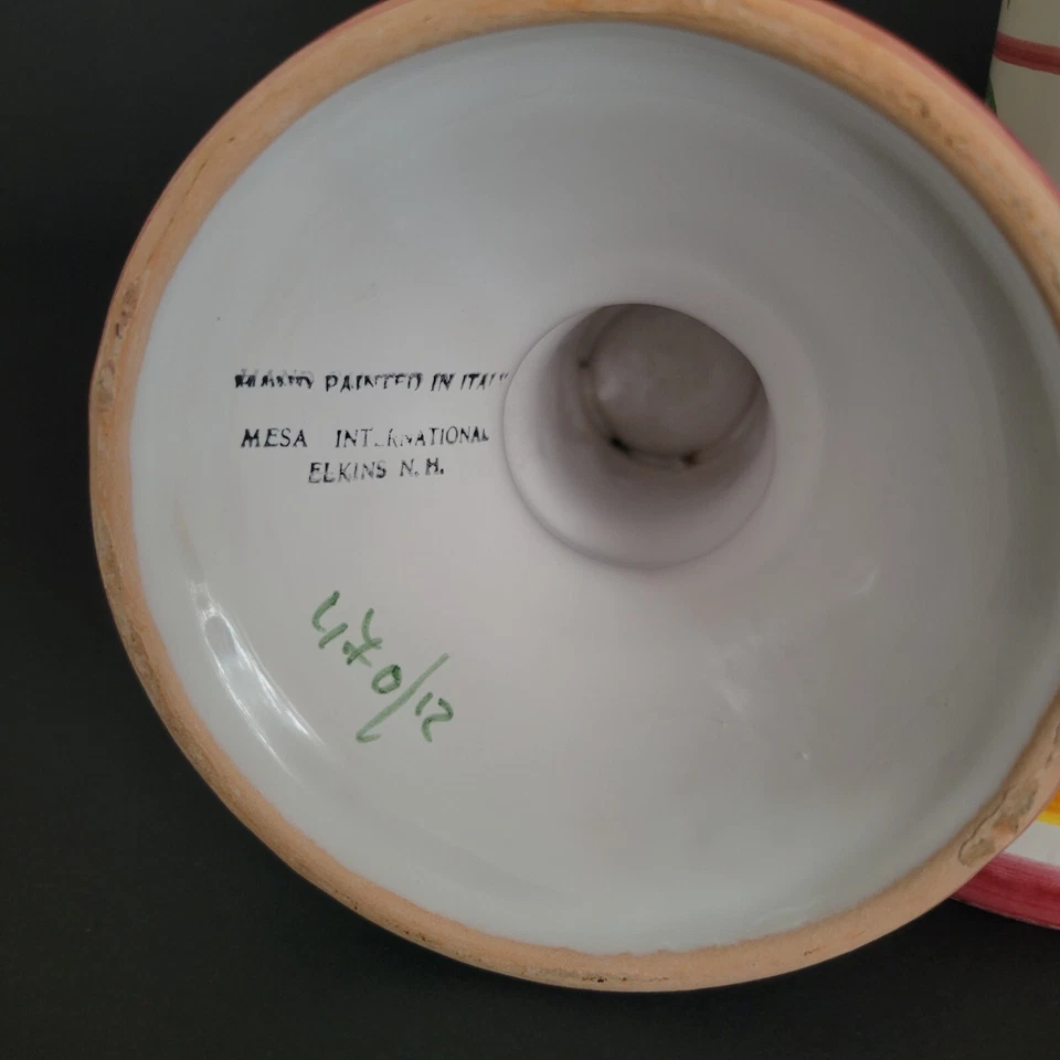 Ceramic Candlesticks Italy Pair Mesa International Taper Hand Painted Numbered - Image 2 of 4