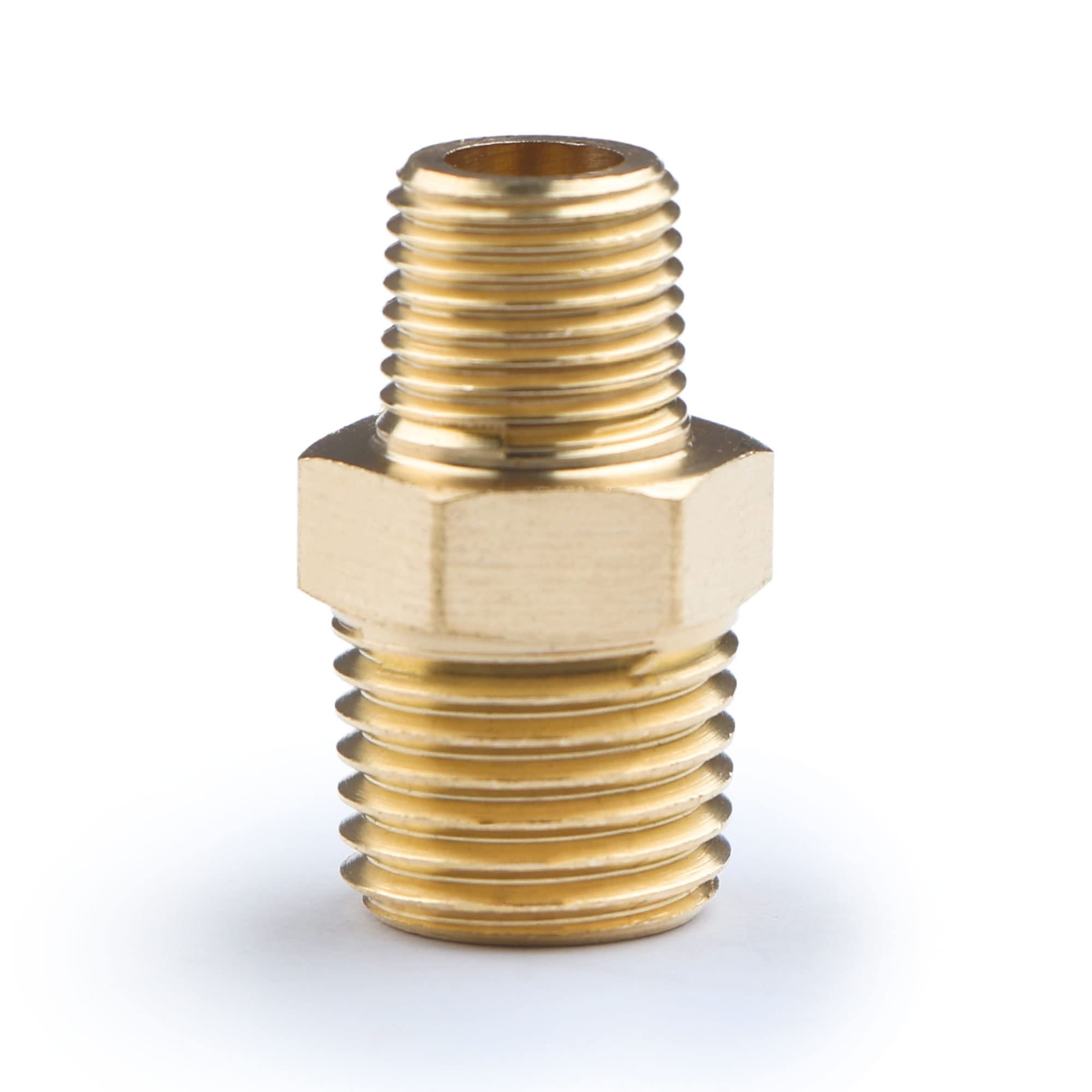 U.S. Solid Brass Fitting Reducing Hex Nipple NPT 1/4" Male x 1/8" Male, 1pc