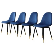Lassan Contemporary Fabric Dining Chairs, Set of 4, Blue