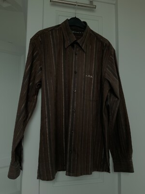 Chemise Homme Mise Au Green Rayée Beige - Taille 3XL, Manches Longues En Coton, Occasion Très Bon état