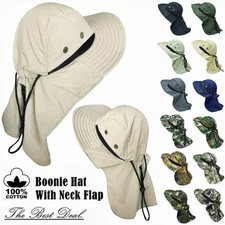 Boonie Snap Hat Outdoor Wide Brim Neck Flap Cover Sun Bucket Hats