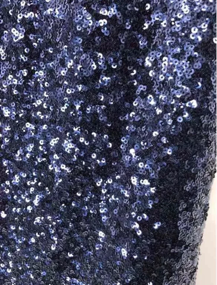 Vestido de noite Belle Badgley Mischka feminino azul marinho sem mangas lantejoulas extravagante tamanho 10 - Imagem 4 de 4