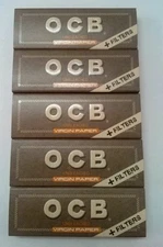 Ocb Natural Medium 1 1/4 Slim Rolling Papers+Filter Tips Unbleached 5 Booklets