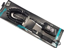 Ocean & Earth Premium SUP Flat Water coiled Ankle leash 10ft Cord 8mm Black 