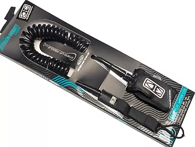 Ocean & Earth Premium SUP Flat Water coiled Ankle leash 10ft Cord 8mm Black