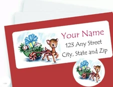 Classic Vintage Christmas Reindeer & Sleigh Personalized Return Address Labels