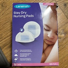 Lansinoh Stay Dry Nursing Pads NEW 60 Count Cotton Disposable Discreet Fit
