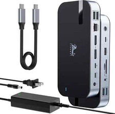 LIONWEI USB4 Dock Dual DisplayPort USB C to Triple Monitor 4K 60Hz, Docking Stat