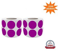 Purple Color Coding Round Stickers 3/4 Inch 19MM 2100 Pack on 2 Rolls
