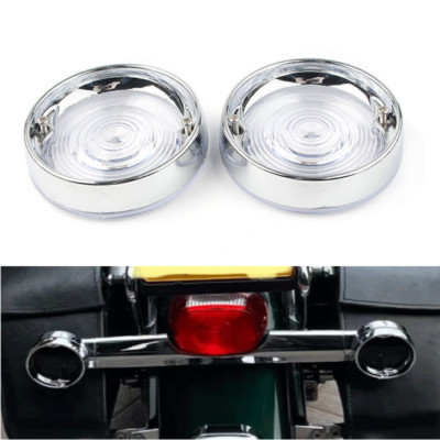 Flat Turn Signal Light Lens 3 1/4'' Cover Bezels Visor Rings For Harley 1986-up