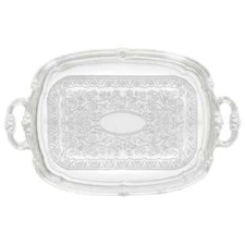 Winco CMT-1912 Oblong Tray with Integrated Handle, Chrome,Medium