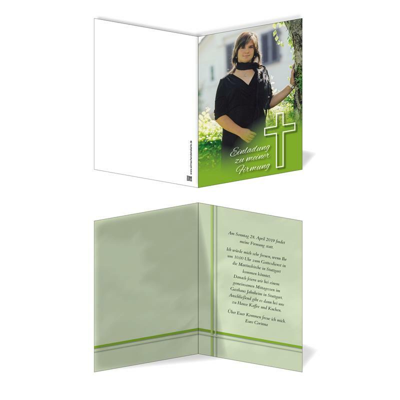 Einladung Einladungskarte Firmung Kreuz Grün