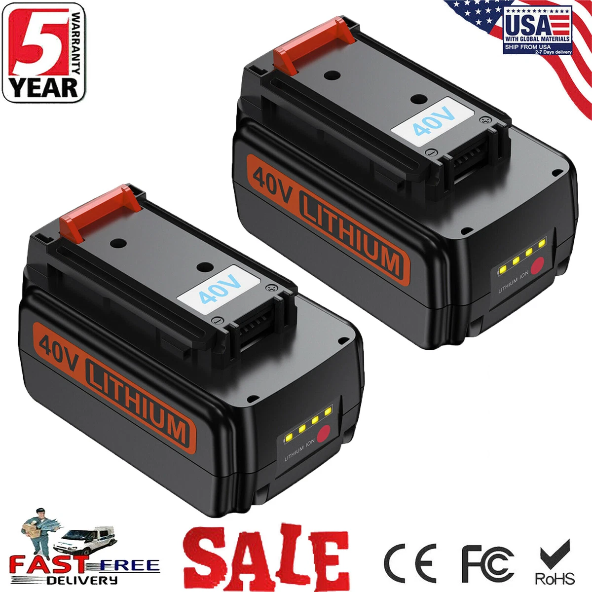 40V Max Lithium Battery for Black+Decker 40 Volt LBX2040 LBX36 LBXR36  LSW36B