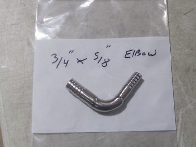 304 Stainless Steel Hose Barb Fitting 5/8''x3/4'' Reducing 90 Degree Elbow