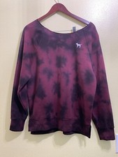 NWT Victorias Secret Pink Raw Cut Legging Crew Sweater Dog Top Ruby Tie Dye XS