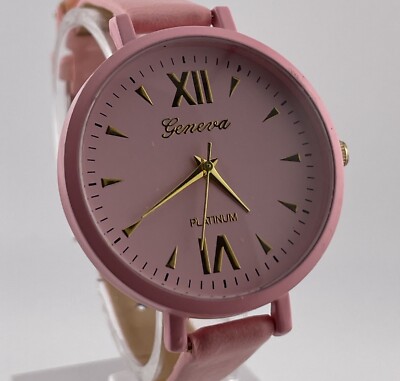 Geneva Platinum Watch Womens 38mm Pink Case Dial Band Quartz Analog Three Hands