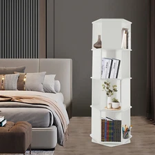 4-Tier Rotating Bookshelf 360° Display Floor Standing Revolving Bookshelf