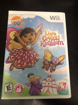 DORA EXPLORER SAVES THE CRYSTAL KINGDOM NINTENDO WII GAME DISC, MANUAL AND CASE