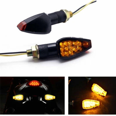 2Pcs Moto18 LED Clignotants Feux Indicateur Lampe Universel étanche Ambre MS - Photo 1/4