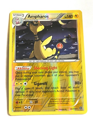 POKEMON Trading Card Stage 2 Ampharos HP140 Shocking LIght Gigavolt 40/114 | eBay POKEMON Trading Card Stage 2 Ampharos HP140 Shocking LIght Gigavolt 40/114 | eBay