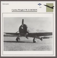 Curtiss Wright CW-21 Demon  Warplanes Military Aircraft Edito Service Card USA