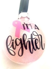 Christmas ornament tree hanging gift plastic cancer awareness I m A Fighter