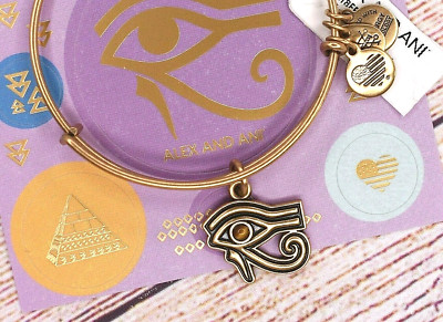 NEW NWT Alex and Ani Eye of Horus Charm Bangle Gold Bracelet W/Card