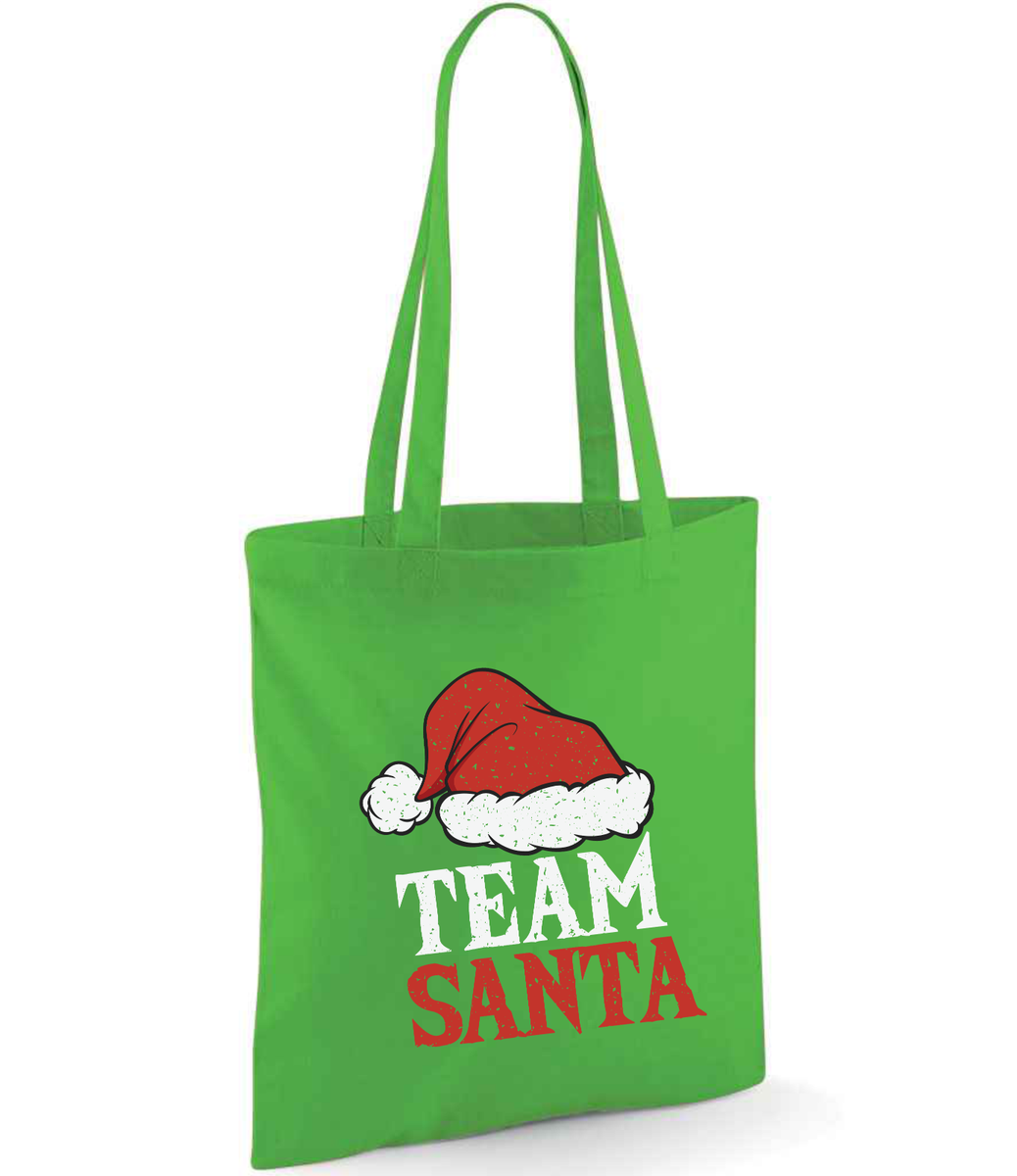 Christmas Team Santa Cotton Tote Bag for Life twin handles sustainable gift  bag