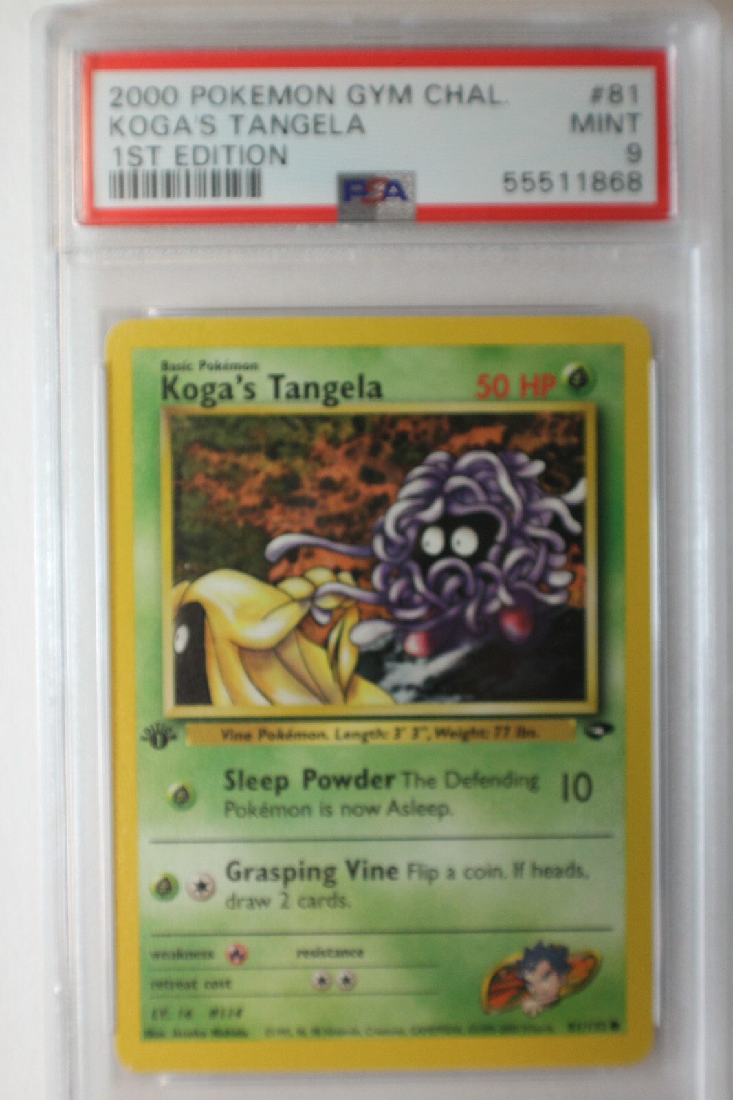 2000 POKEMON GYM CHALLENGE 81 KOGA'S TANGELA 1ST EDITION PSA 9 MINT 68
