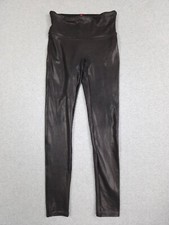 Spanx Leggings Women's Size Medium Black Faux Leather Like Stretch Pull On