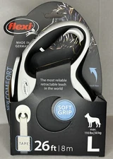 Flexi New Comfort Tape Leash Grey/Black 26 ft Large Dogs Up To 110 lb