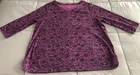 J JILL 3/4 SLEEVE PIMA V NECK TEE Sz XL LOTUS PETAL WOODBLOCK