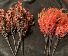 14 Bundles Artificial Fake Mums And ferns Outdoor No Fade Plants UV Resistant