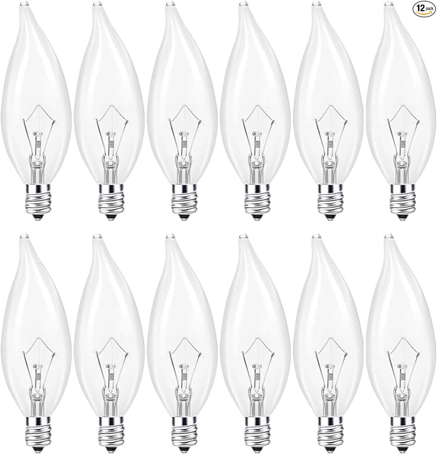 12-Pack E12 Candle Light Bulbs, 60W Candelabra Light Bulbs, 