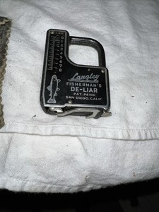 Langley Fisherman's De-Liar Scale & Tape Measure. Works! Rare chrome face