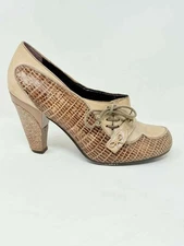 Poetic License Oxford Heels Brown Leather Snakeskin Retro Size 7