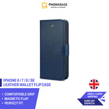 iPhone 6 / 7 / 8 / SE Leather Wallet Flip Case with Card Slots | UK Seller